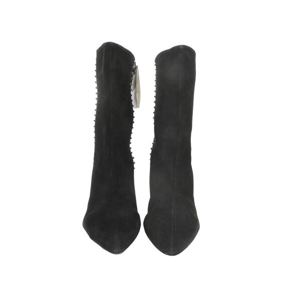 ZARA New Genuine Split Suede Studded Heeled Ankle Boots Women 6 EU 36 - Picture 4 of 10